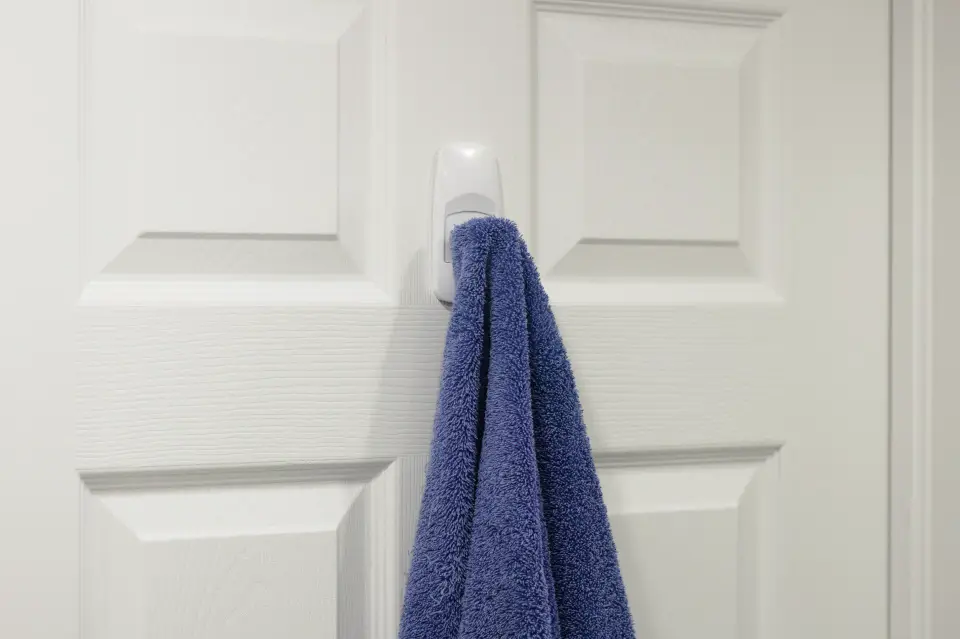 towel on bathroom hook