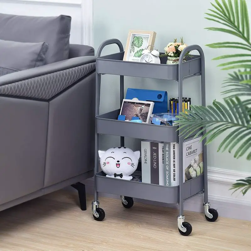 Gray 3 Tier Rolling Cart