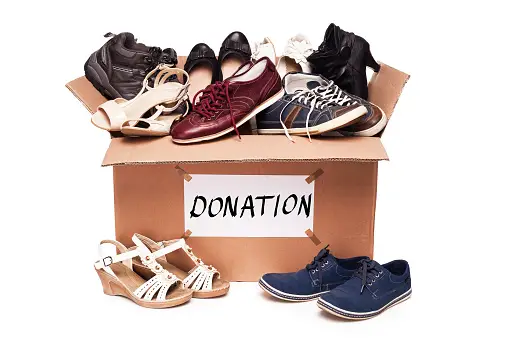 Shoes in a donation box