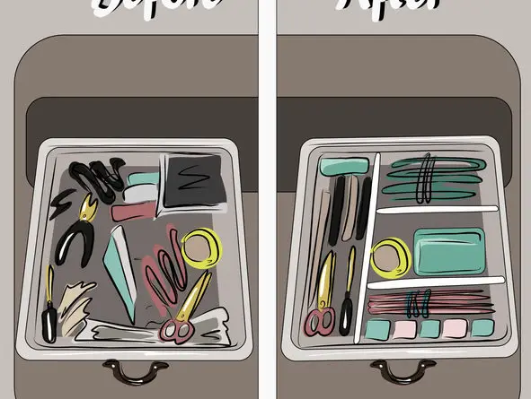 Before and after drawer organization