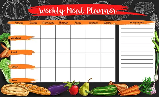 Weekly meal planner template