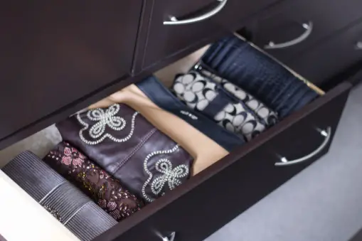 Purses in dresser drawers