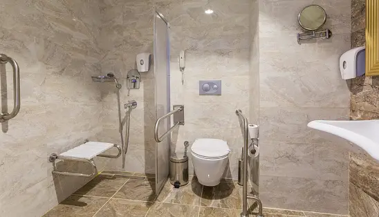 Clean bathroom accommodated for seniors or people with disabilities