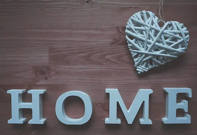 home heart wooden letters