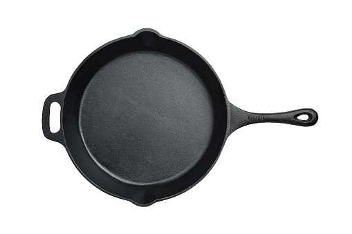 Overhead view of cast iron pan